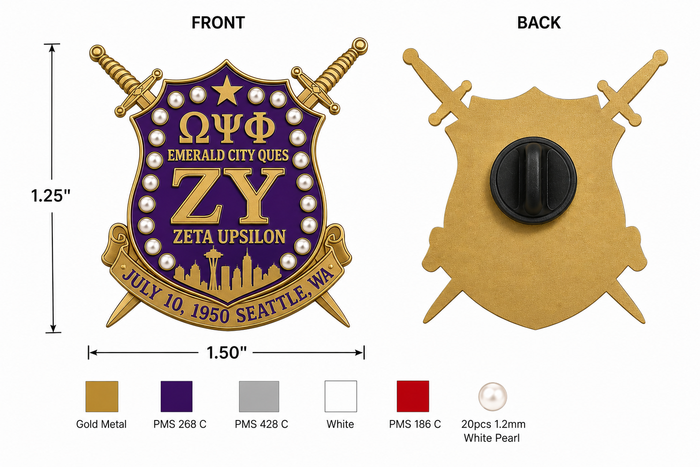 Zeta Upsilon pin