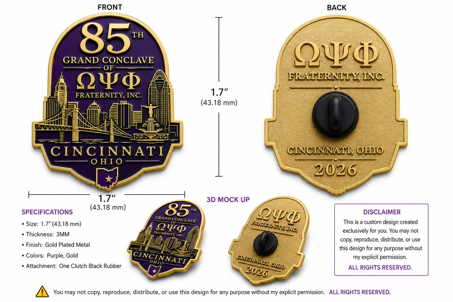 85th Grand Conclave Cincinnati 2026 Lapel Pin Concept ⚜️